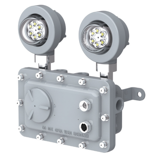 10W explosion-proof emergency light with dual adjustable LED heads, front view