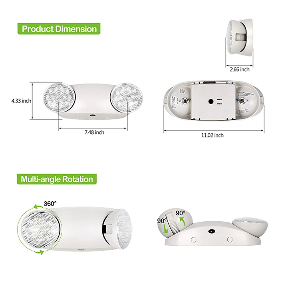 4W Dual-Head LED Emergency Light, 120–277V, 90-Min Backup — 14 Pack | DM-EM110