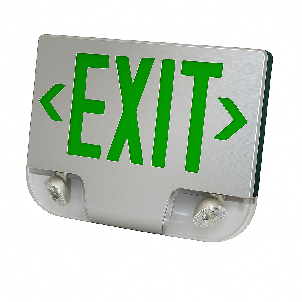 Die-Cast Aluminum LED Exit and Emergency Combo