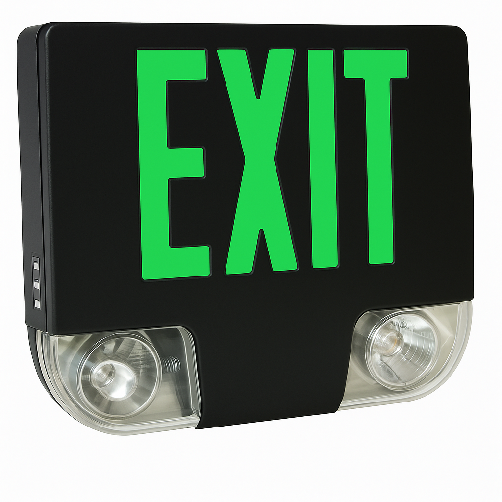 Die-Cast Aluminum LED Exit and Emergency Combo