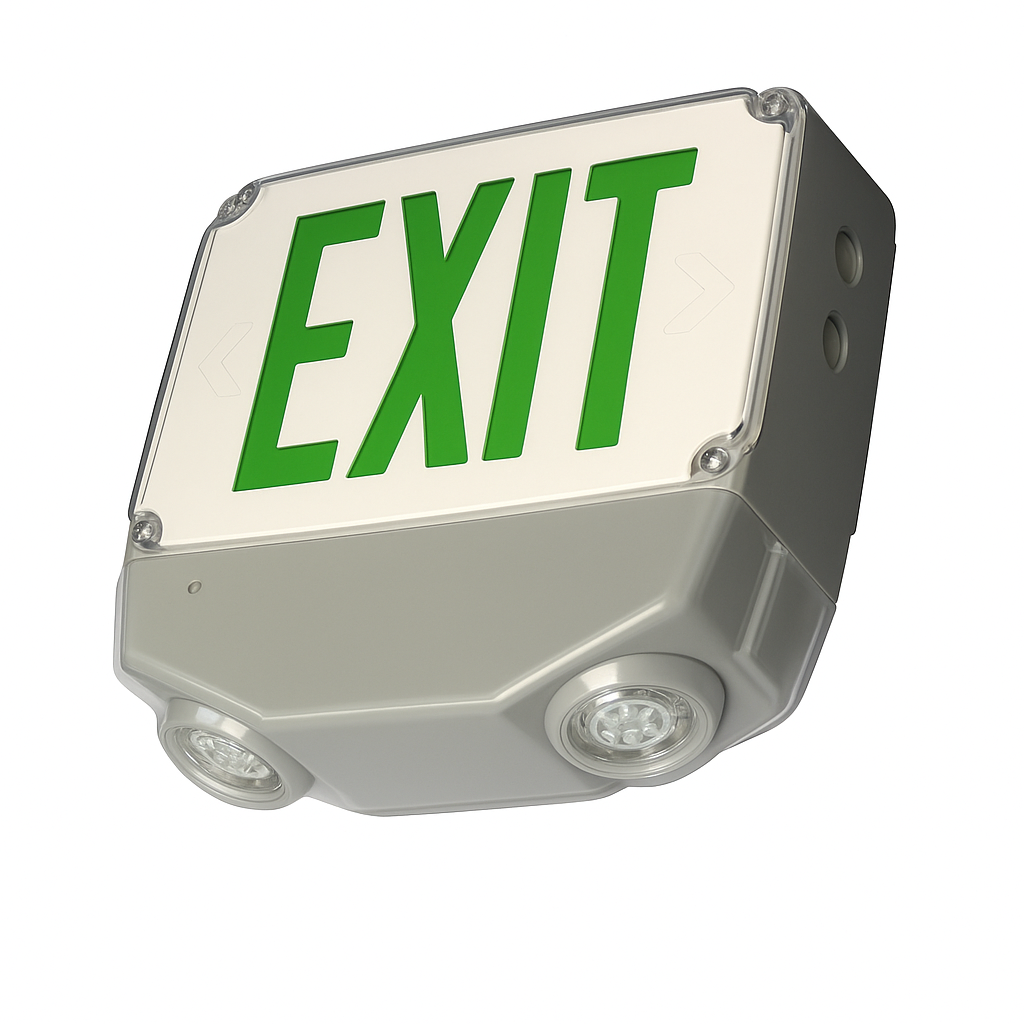 Wet-Location LED Exit and Emergency Combo