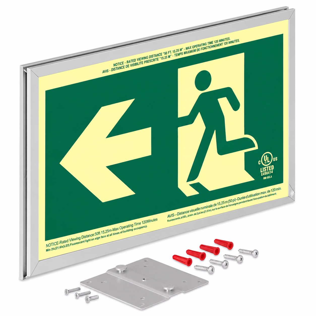 Photoluminescent Running Man Exit Sign