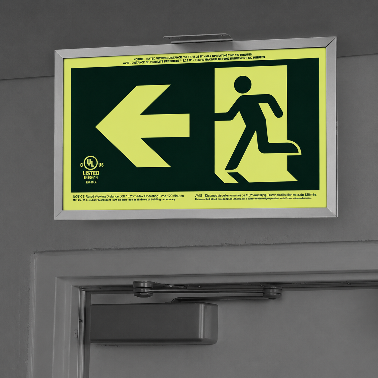 Photoluminescent Running Man Exit Sign