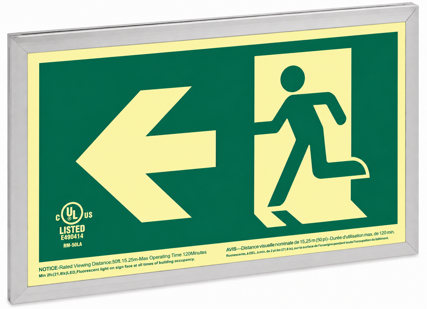 Photoluminescent Running Man Exit Sign