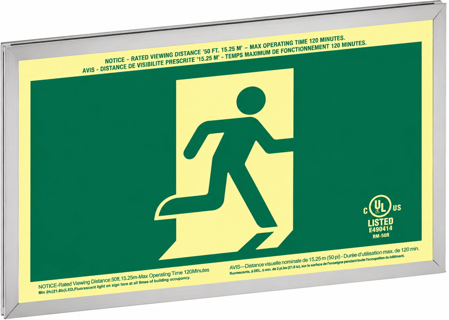 Photoluminescent Running Man Exit Sign