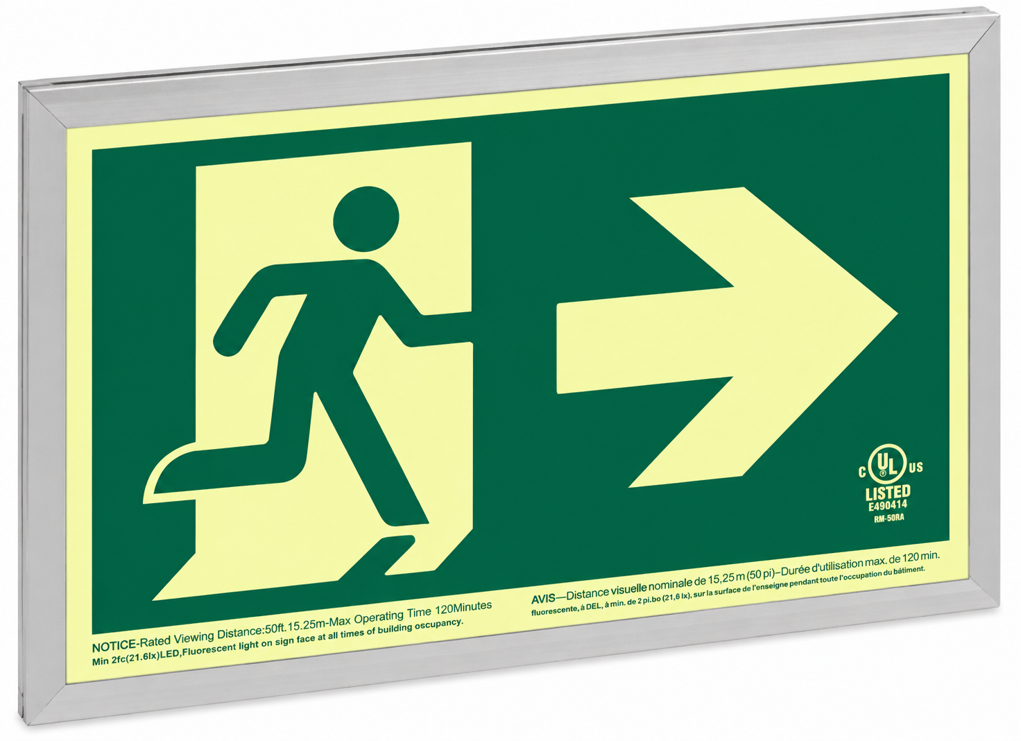 Photoluminescent Running Man Exit Sign