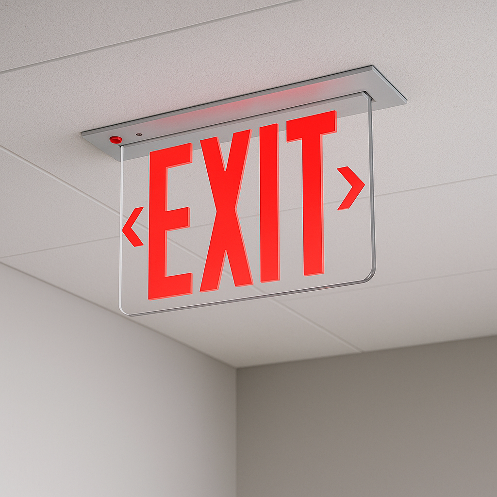 Recessed Edge-Lit Aluminum Exit Sign