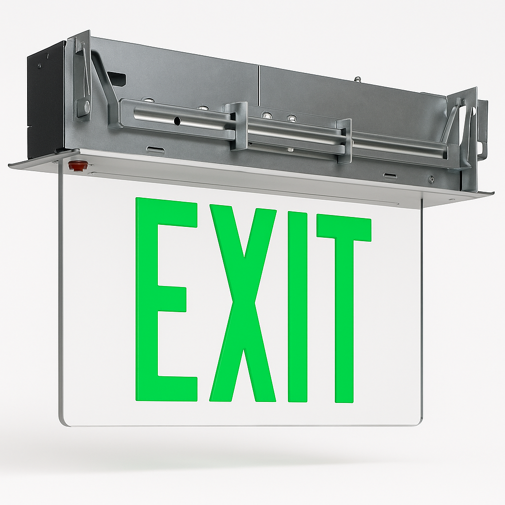 Recessed Edge-Lit Aluminum Exit Sign