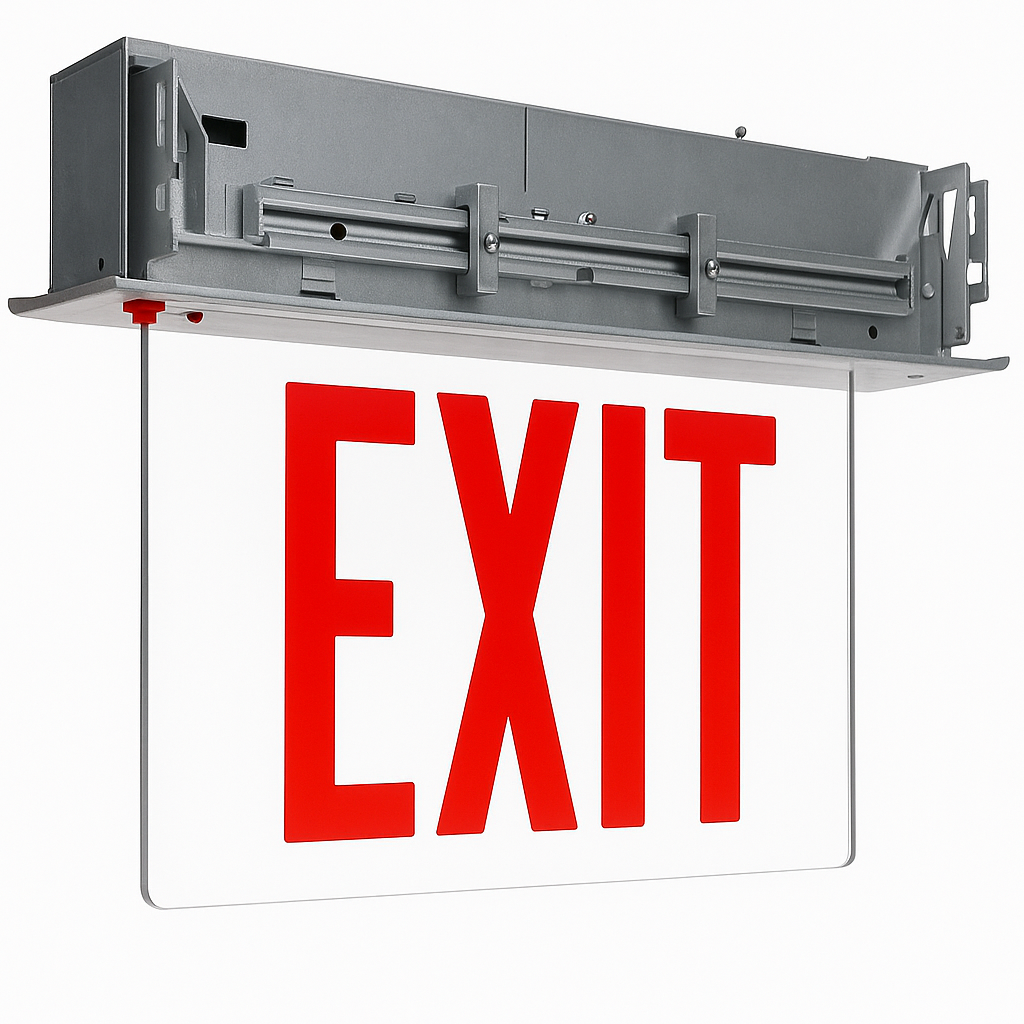 Recessed Edge-Lit Aluminum Exit Sign