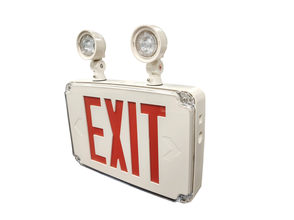Low-Profile Wet-Location LED Exit and Emergency Combo